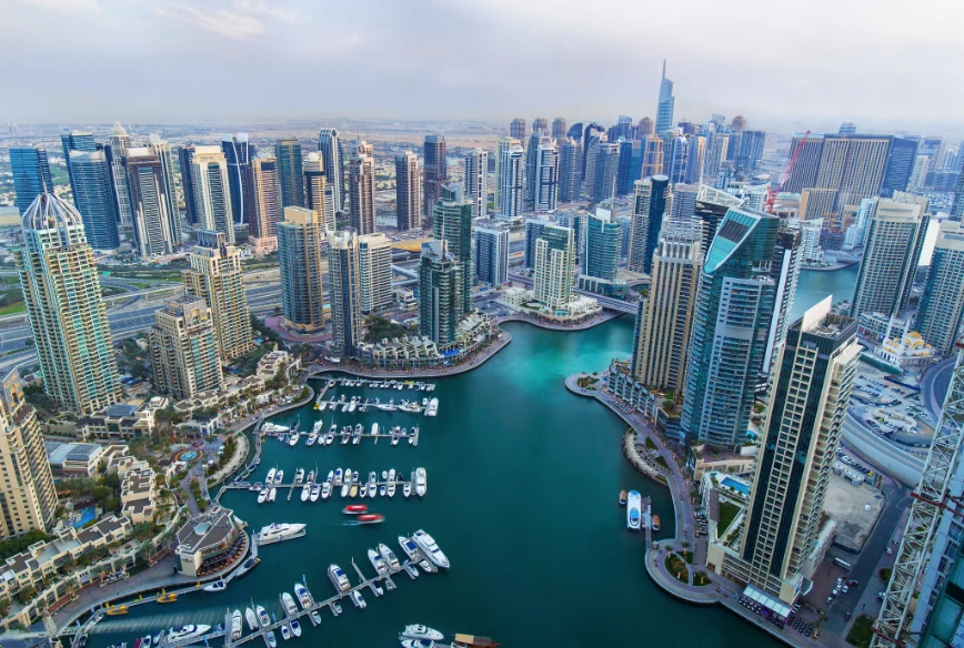 View of Dubai Marina skyscrapers